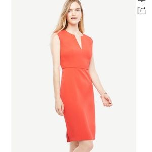 Ann Taylor Wildfire Red Split Neck Sheath dress